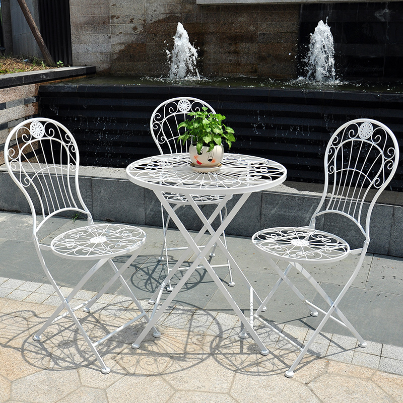 European-style iron art outdoor leisure table and chair