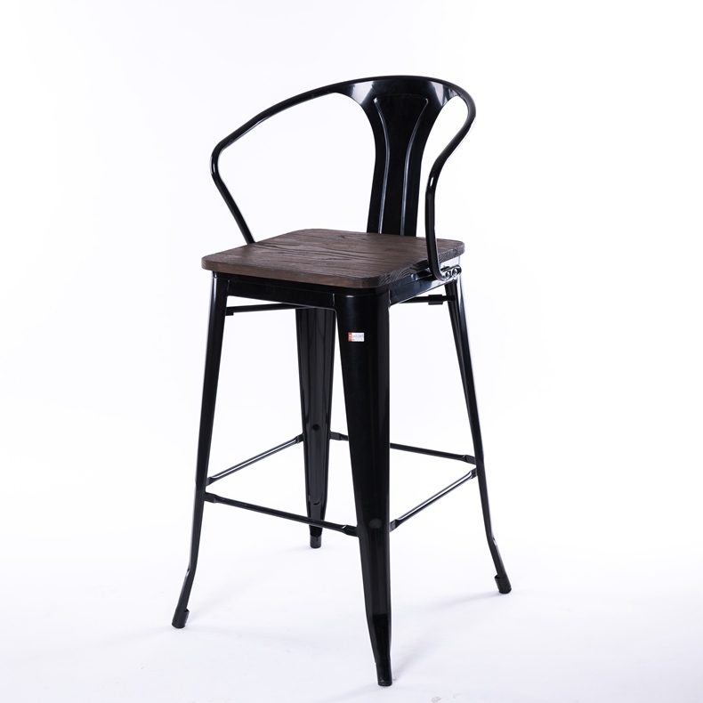 High metal chair with backrest