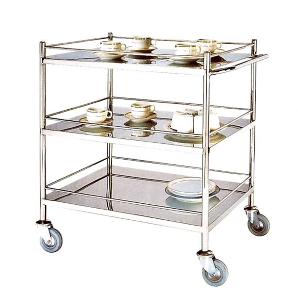 Stainless steel three-layer trolley