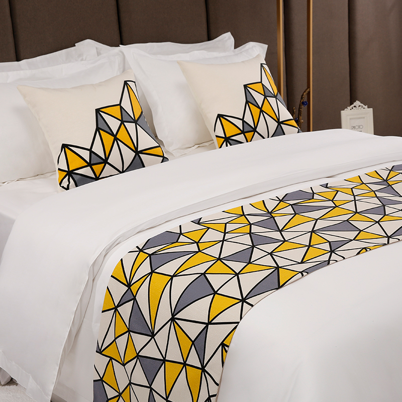Geometric modern bed end towel