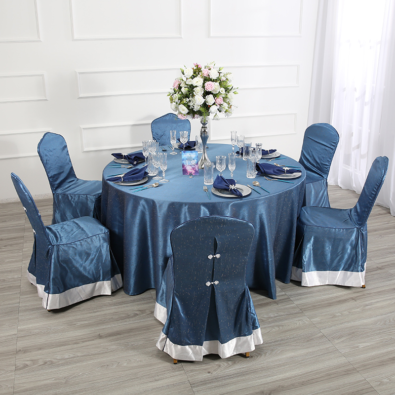 Blue jacquard classic chair cover