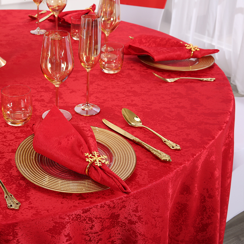 Red jacquard festive tablecloth