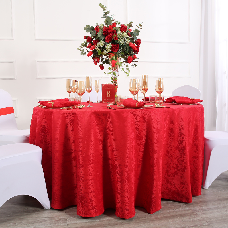 Red jacquard festive tablecloth