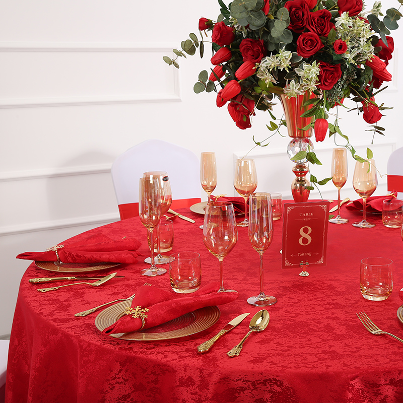 Red jacquard festive tablecloth