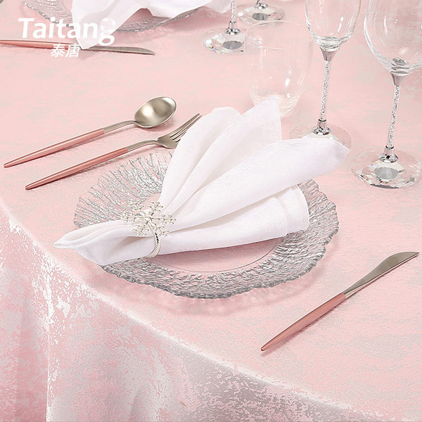 Pink rossy jacquard tablecloth