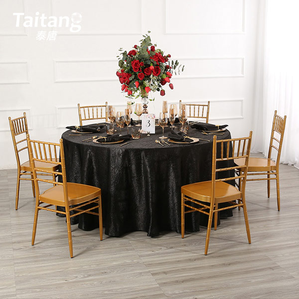 Simple black crepe tablecloth