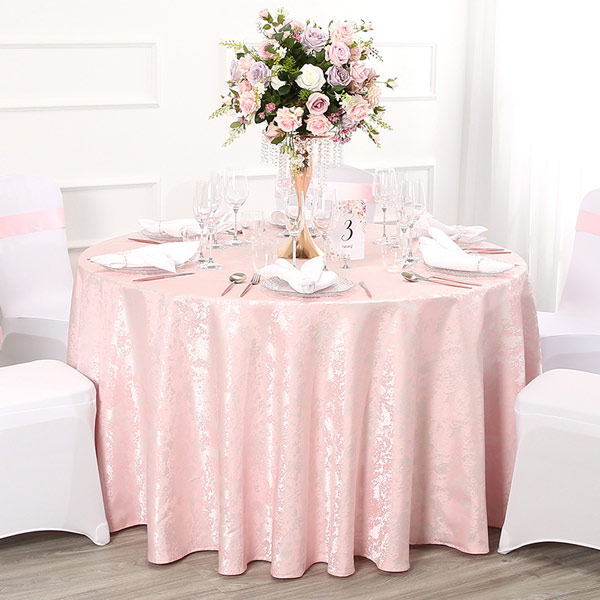 Pink rossy jacquard tablecloth