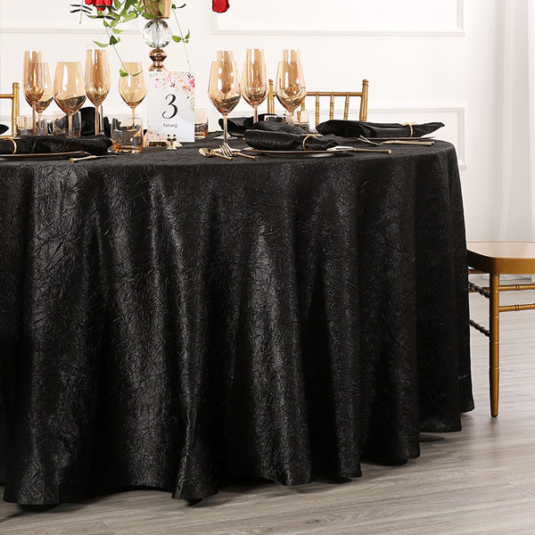 Simple black crepe tablecloth