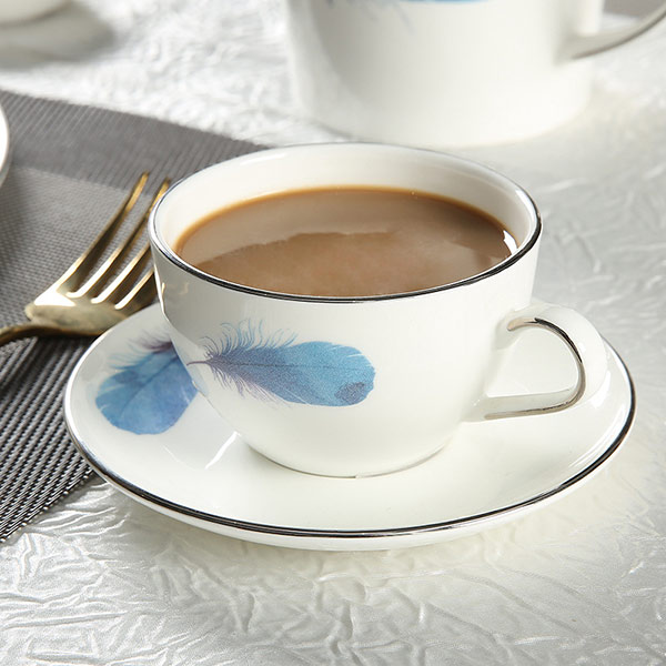 Blue feather bone China tableware