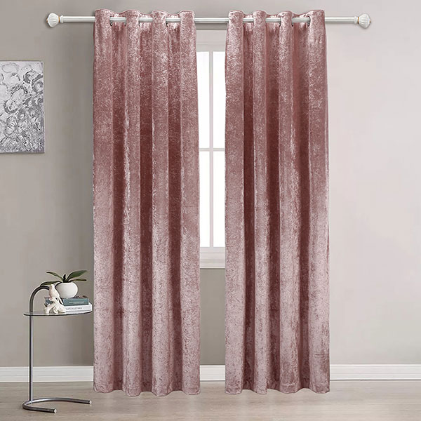 Pink suede curtains