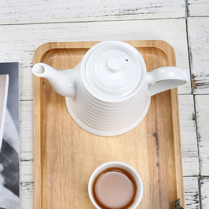 Plain white horizontal pattern teapot