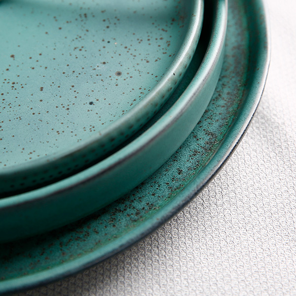 Turquoise green ceramic tableware