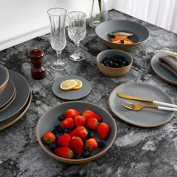 Grey cement ceramic tableware