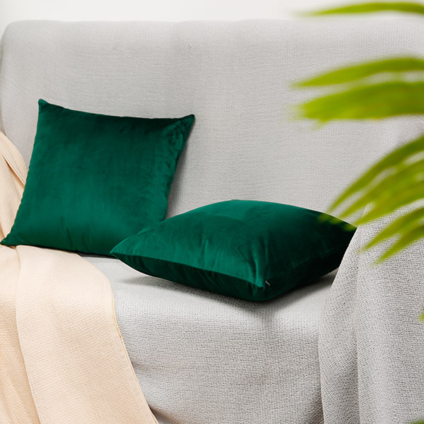 Green flannel throw pillow