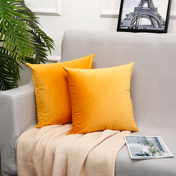 Yellow flannelette throw pillows