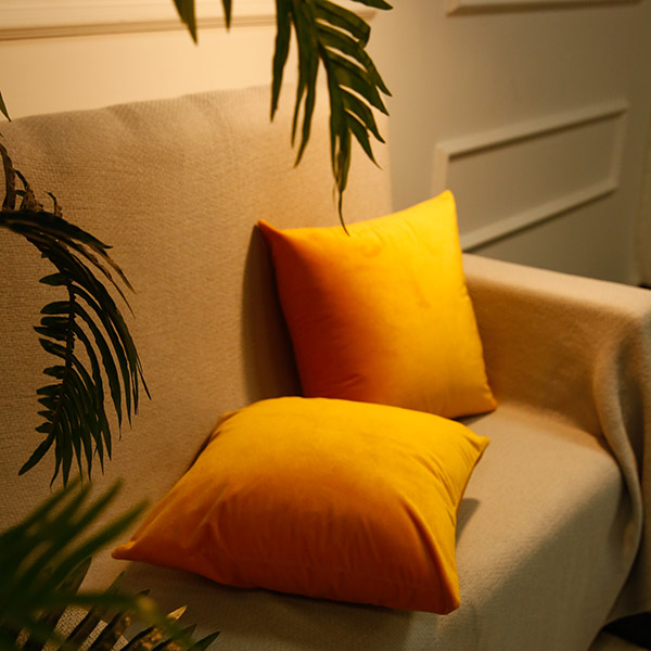 Yellow flannelette throw pillows