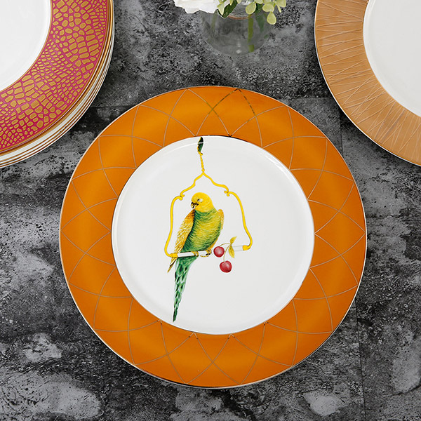 Parrot orange gold display plate