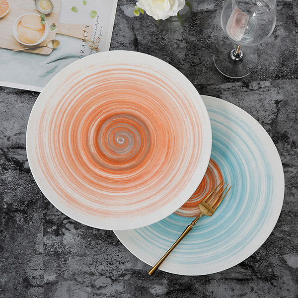 Orange spiral display plate