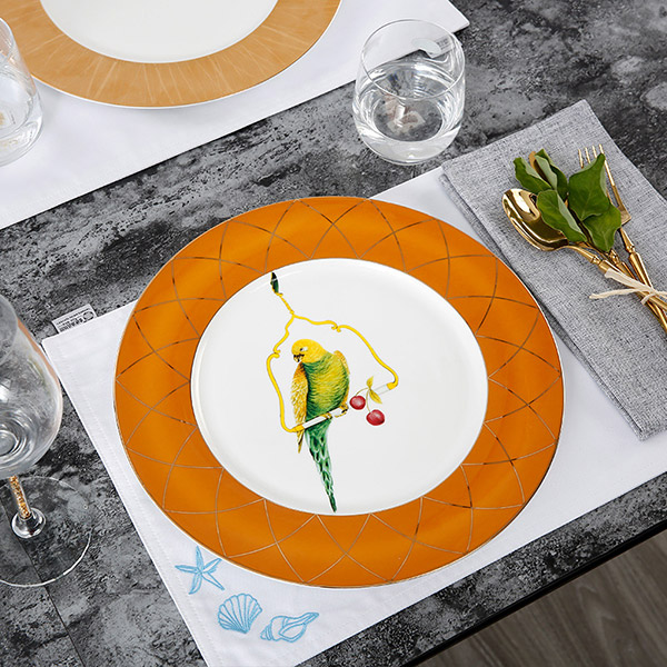 Parrot orange gold display plate