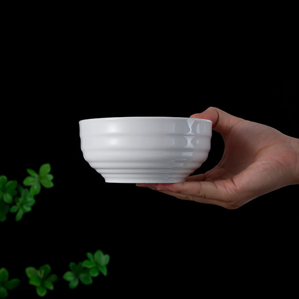 White porcelain bowl with horizontal grain